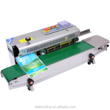 sealing machinery Automatic  Continuous Plastic Bag Band Sealing bag sealer and also can print date use ink roller